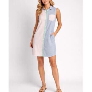 J. Crew Women Stripe Shirtdress Sleeveless Pastel Stripe Colorblock Sz 2 coastal